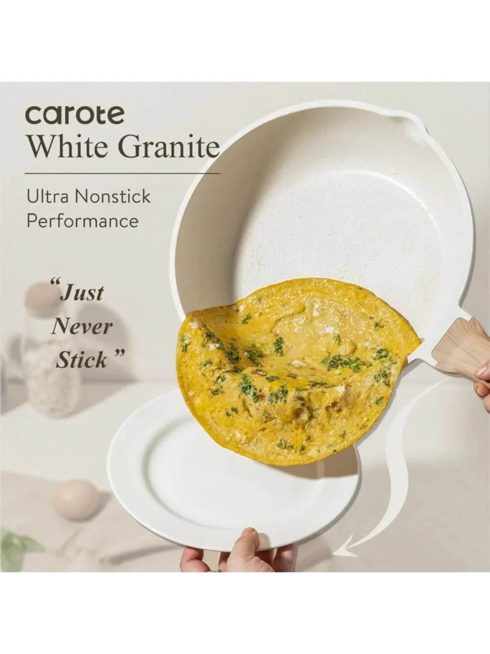 12-Inch Nonstick Deep Frying Pan with Lid - 5.5 Qt White Granite Cookware